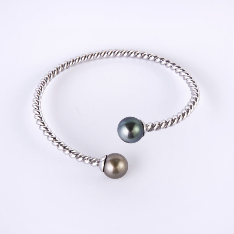 Bracelets rigides avec perle noire